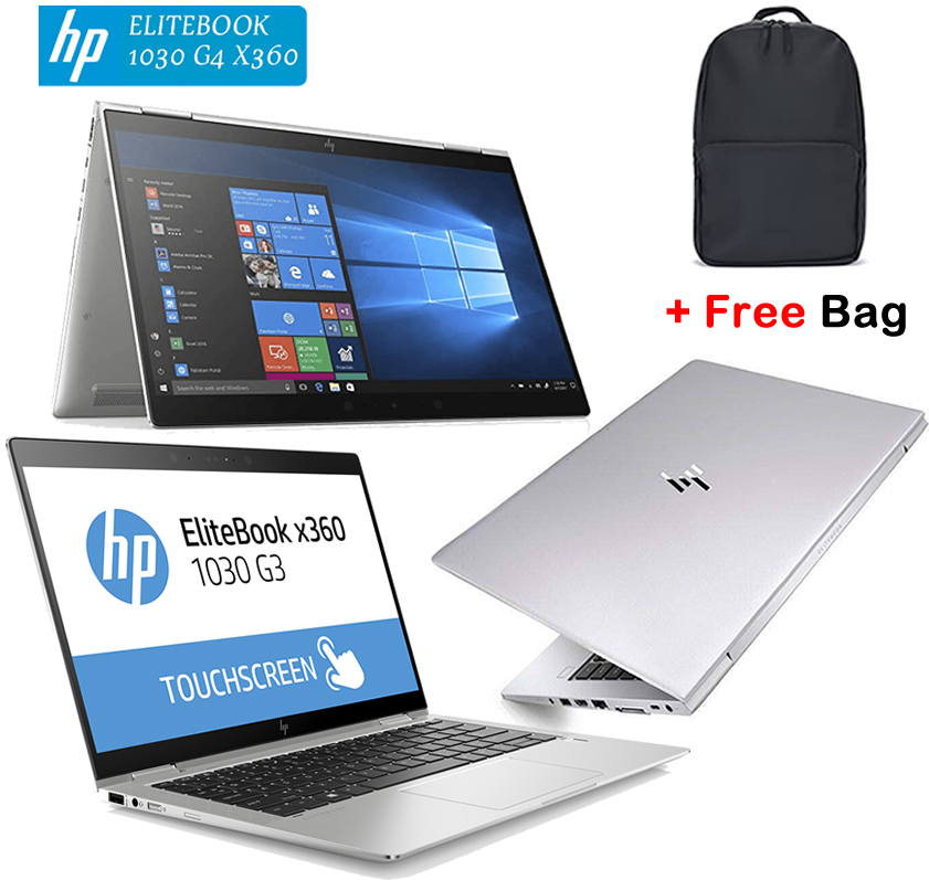 Refurbished HP Elitebook 1030 G4 X360 Core I7 16GB 512GB SSD 8th Generation 2in1 Convertible 13.3 Inch Touchscreen FHD ultraslim Laptop + Bag