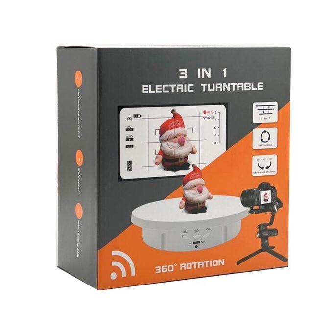 3 in 1 360 Degree Electric Rotating Turntable Display Stand Automatic Revolving Platform Video Shooting with a remote control