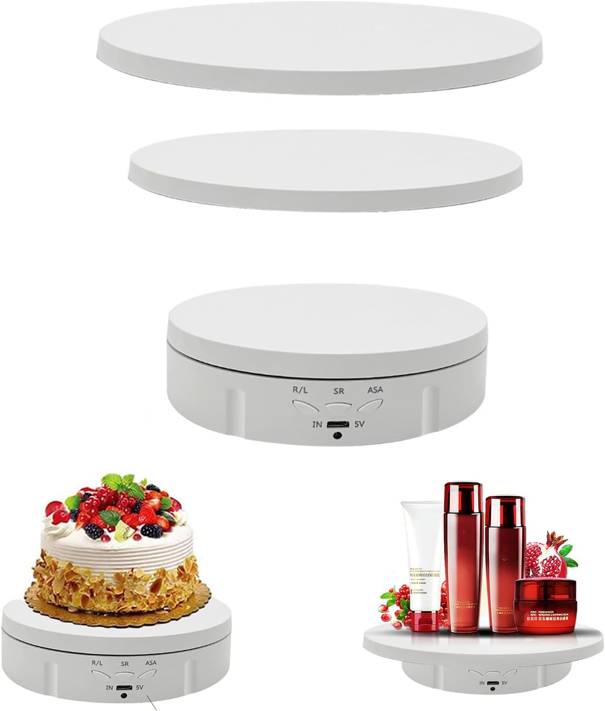 3 in 1 360 Degree Electric Rotating Turntable Display Stand Automatic Revolving Platform Video Shooting with a remote control