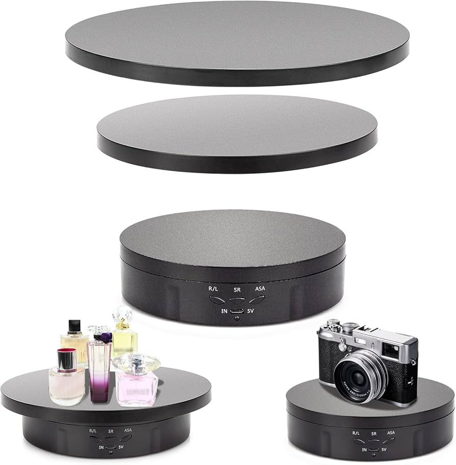 3 in 1 360 Degree Electric Rotating Turntable Display Stand Automatic Revolving Platform Video Shooting with a remote control
