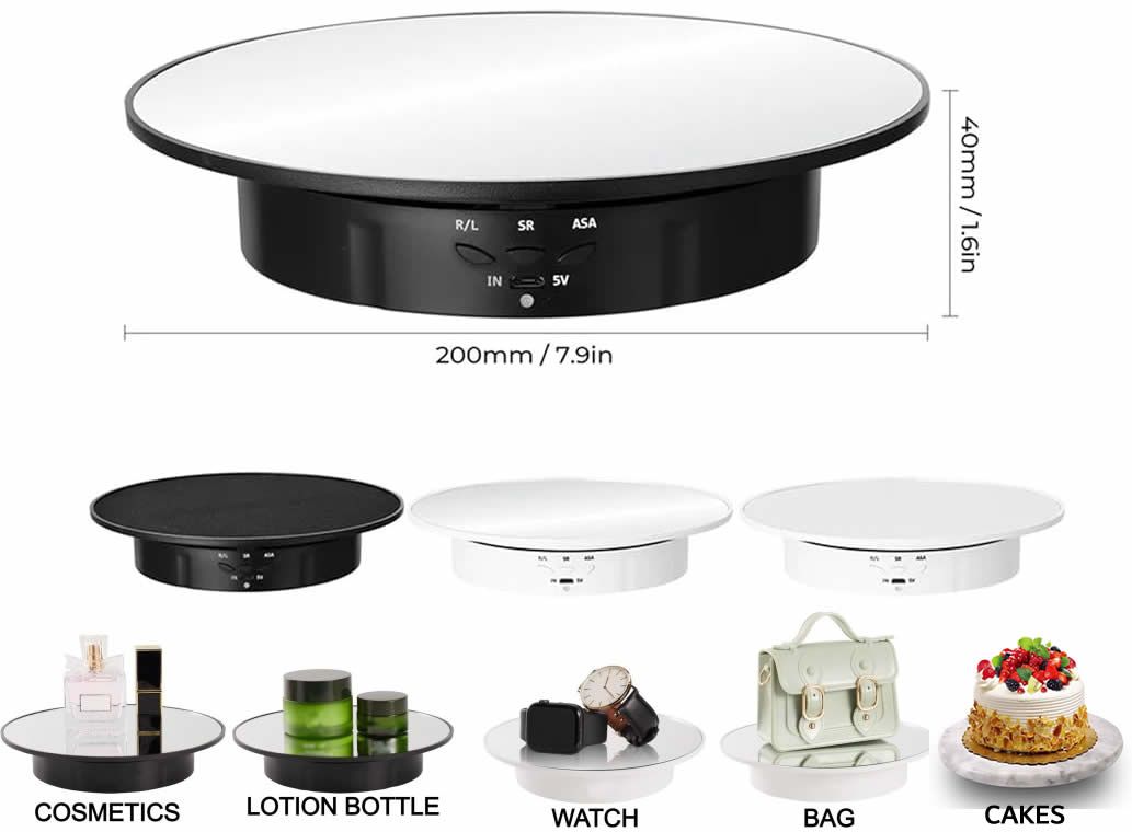 360 Degree Electric Rotating Turntable Display Stand Automatic Revolving Platform Video Shooting Glass Mirror top for advertisement