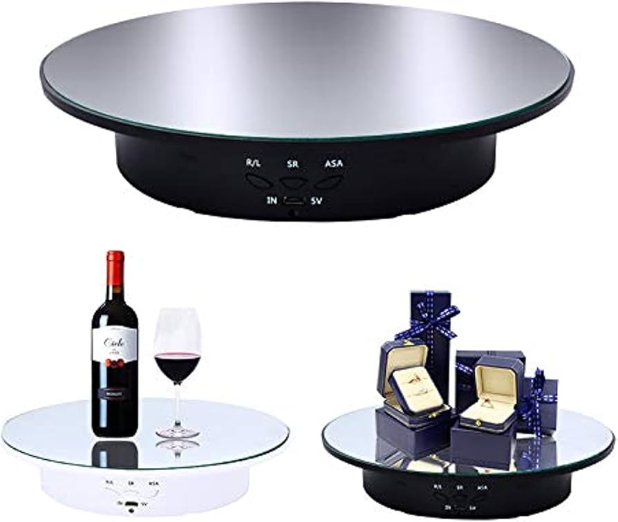 360 Degree Electric Rotating Turntable Display Stand Automatic Revolving Platform Video Shooting Glass Mirror top for advertisement