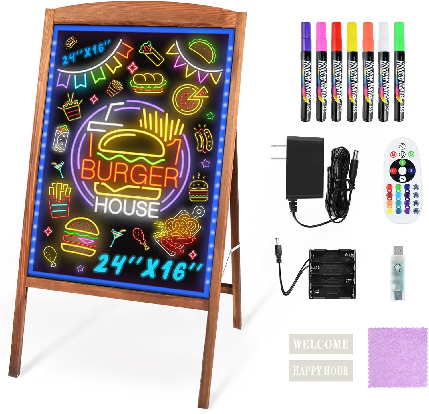 LED Writing Board electric fluorescent illuminated Advertising Portable Board Neon drawing & writing erasable Board for Hotels, resturants, pubs, shops, supermarkets, promotional events, weddings etc