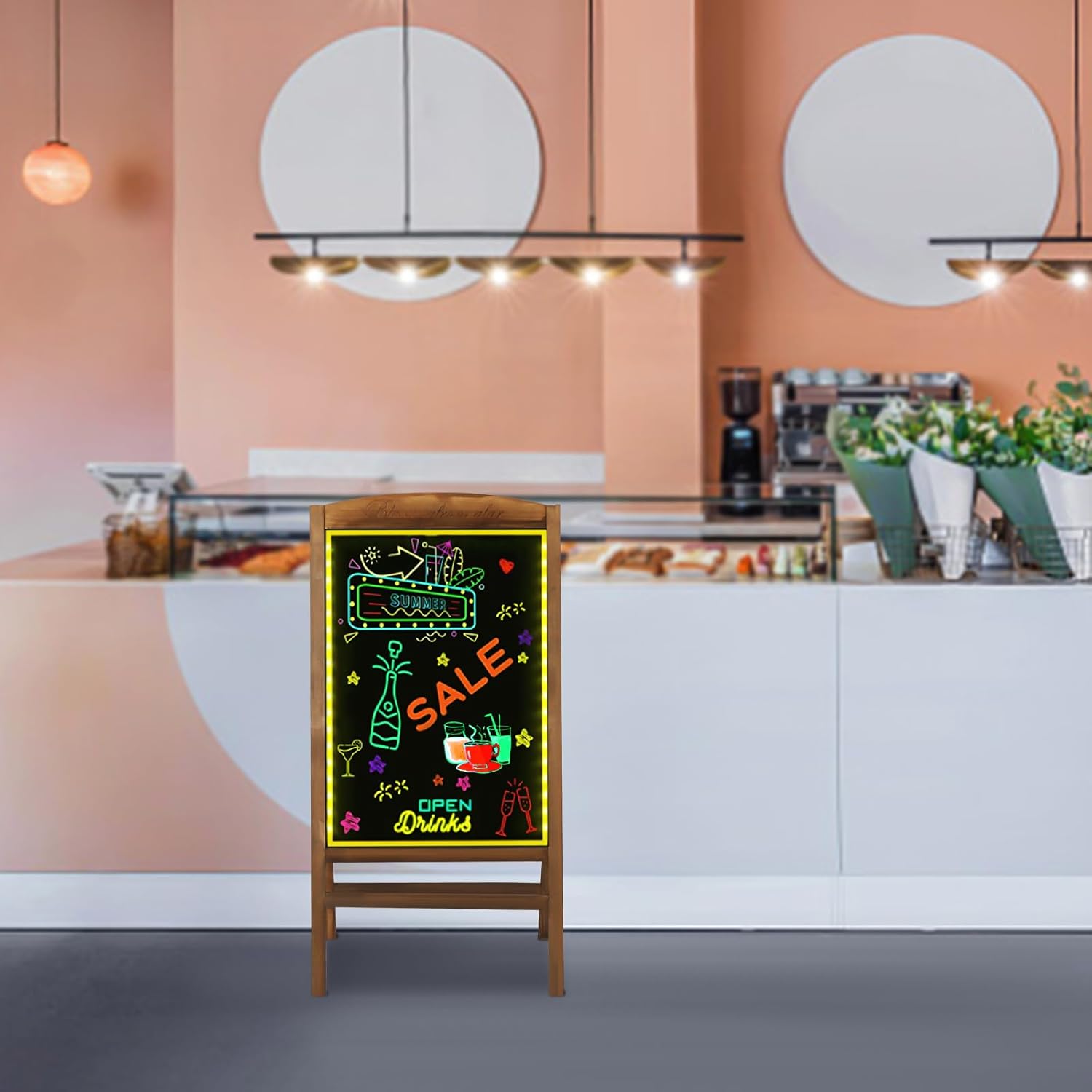 LED Writing Board electric fluorescent illuminated Advertising Portable Board Neon drawing & writing erasable Board for Hotels, resturants, pubs, shops, supermarkets, promotional events, weddings etc