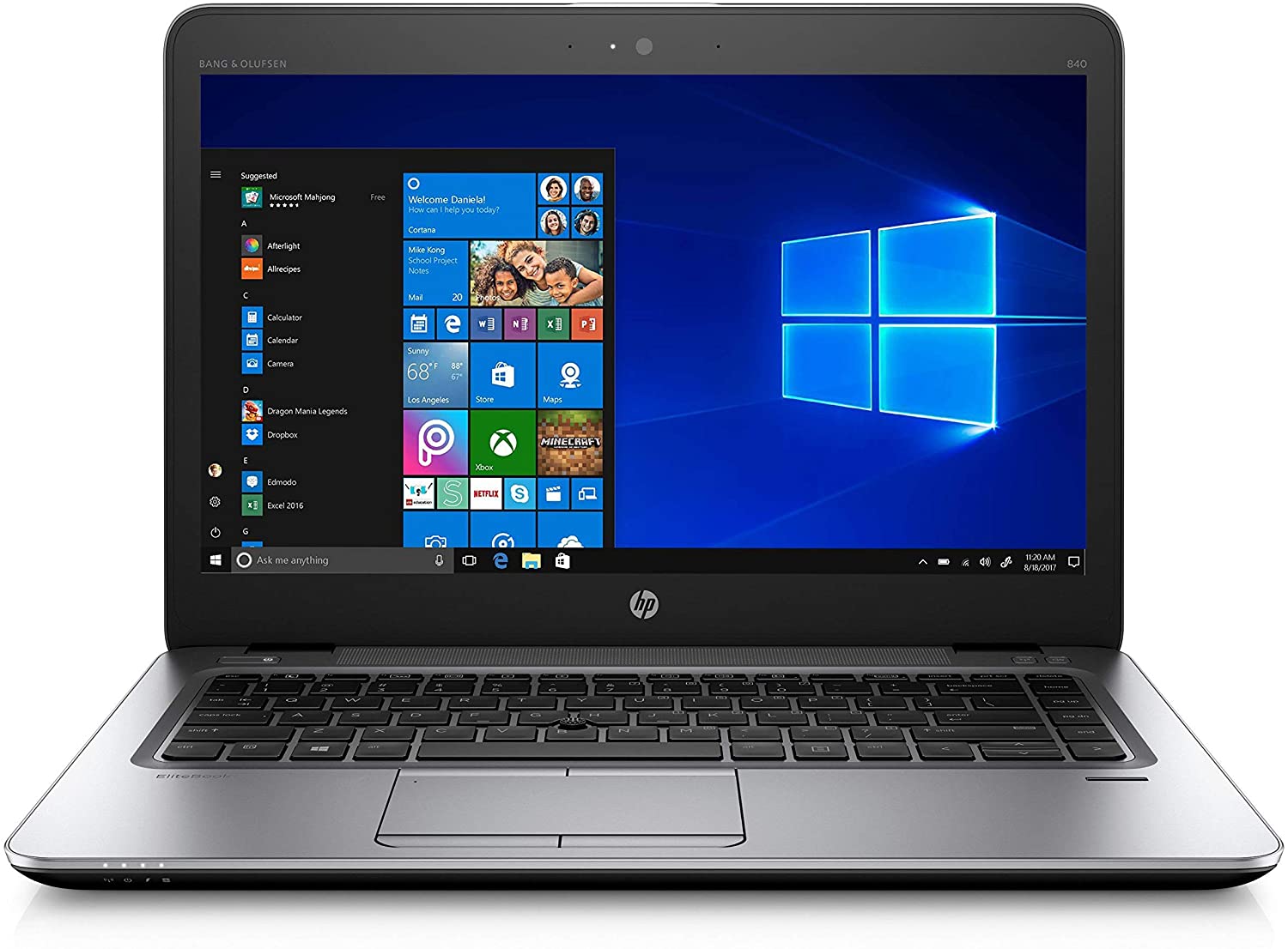 Refurbished HP EliteBook 840 G3 8GB RAM 256GB SSD 14 Inch Intel Core i5 6th Generation Windows 10 Pro Slim Laptop + Bag