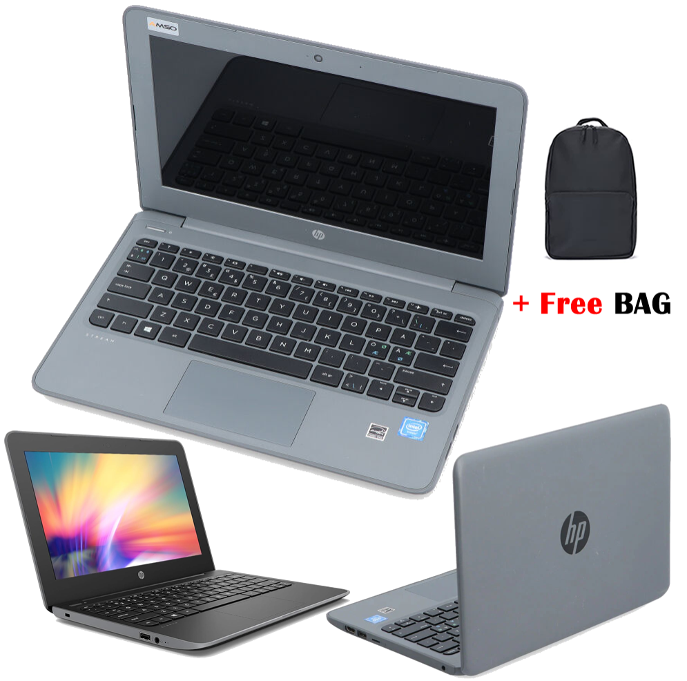 Refurbished HP Stream 11 Pro G4 11.6" Intel Celeron 4GB RAM 64GB SSD Ultra Slim Laptop Windows 10 Pro + Backpack Bag