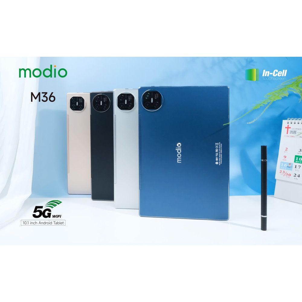 Modio M36 Android Tablet PC 12GB RAM 512GB ROM virtual storage 10.1 Inches In Cell Display, Dual Sim, Dual cameras, Wireless Keyboard and Mouse, Flip case cover