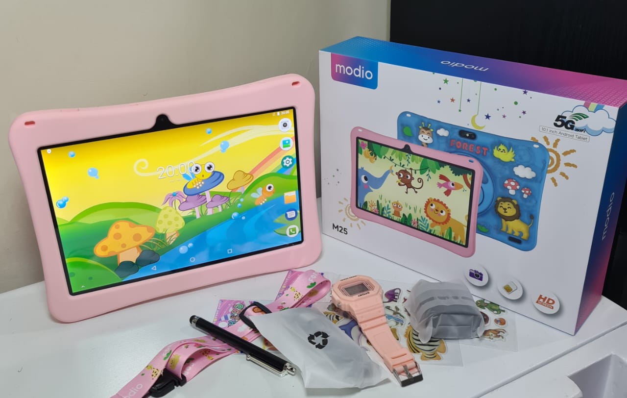 Modio M25 Kids Android Educational Tablet PC - 10.1 Inch 6GB RAM 256GB ROM 4G LTE -Dual sim Silicon Cover, Protective cover + Free Gifts
