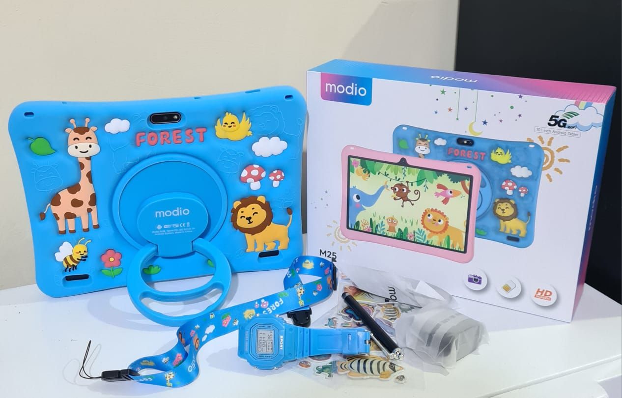 Modio M25 Kids Android Educational Tablet PC - 10.1 Inch 6GB RAM 256GB ROM 4G LTE -Dual sim Silicon Cover, Protective cover + Free Gifts