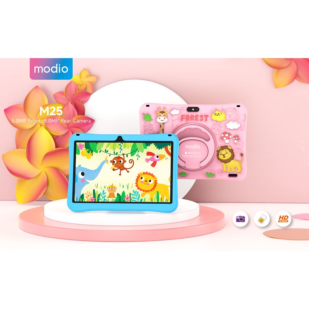 Modio M25 Kids Android Educational Tablet PC - 10.1 Inch 6GB RAM 256GB ROM 4G LTE -Dual sim Silicon Cover, Protective cover + Free Gifts