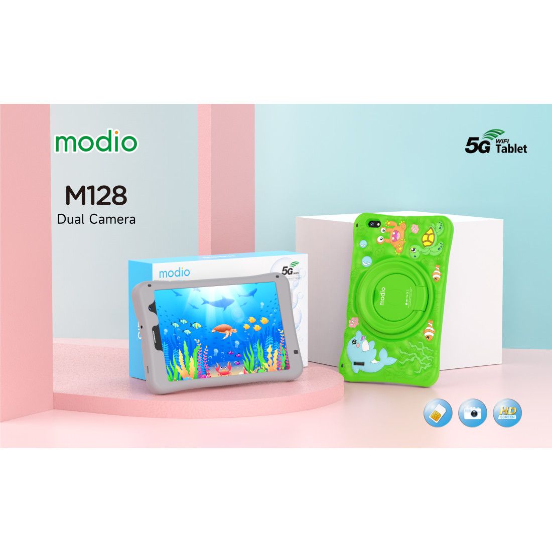Modio M25 Kids Android Educational Tablet PC - 10.1 Inch 6GB RAM 256GB ROM 4G LTE -Dual sim Silicon Cover, Protective cover + Free Gifts