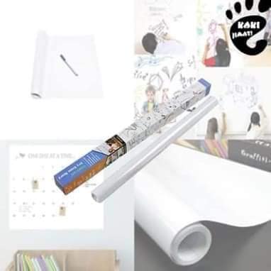 Dry Erase Whiteboard Sticker Wall Decal, Self-adhesive White Board Peel Stick Paper for School, Office, Conferences, Home, Kids Drawing with 1 Water Pen