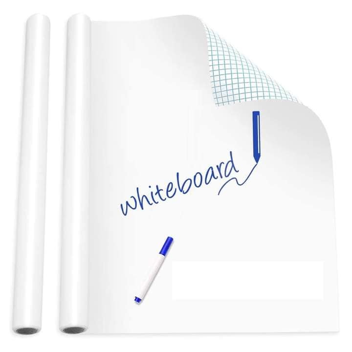 Dry Erase Whiteboard Sticker Wall Decal, Self-adhesive White Board Peel Stick Paper for School, Office, Conferences, Home, Kids Drawing with 1 Water Pen