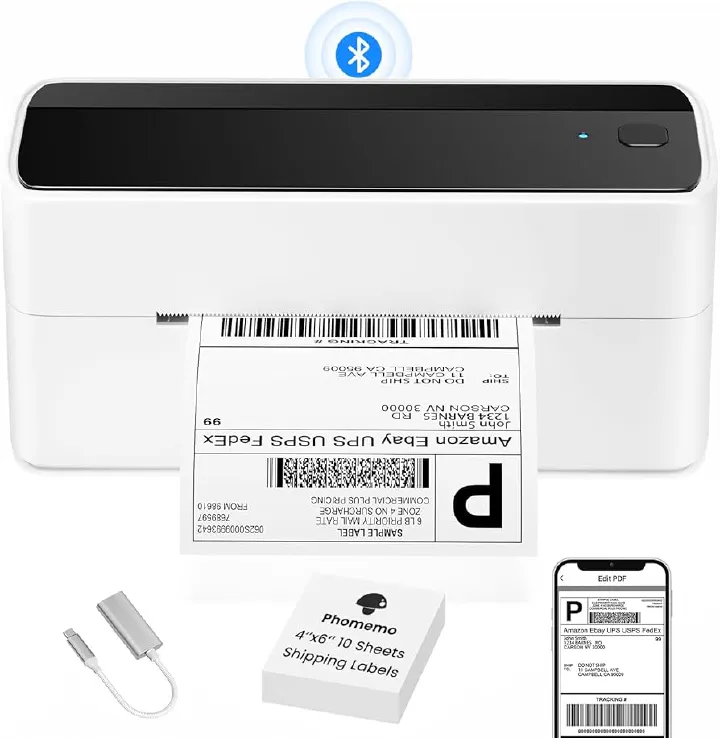 Phomemo Thermal Label Printer Bluetooth PM241-BT Wireless & USB 4x6 Shipping Labels, Barcode Stickers Printer