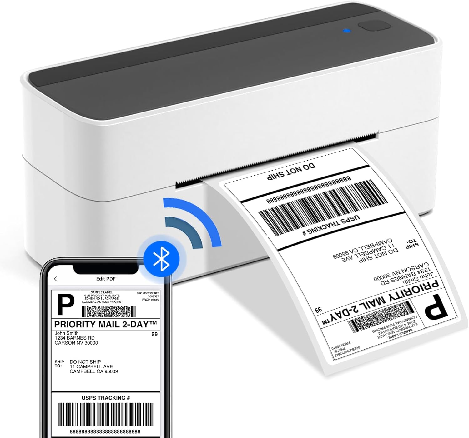 Phomemo Thermal Label Printer Bluetooth PM241-BT Wireless & USB 4x6 Shipping Labels, Barcode Stickers Printer