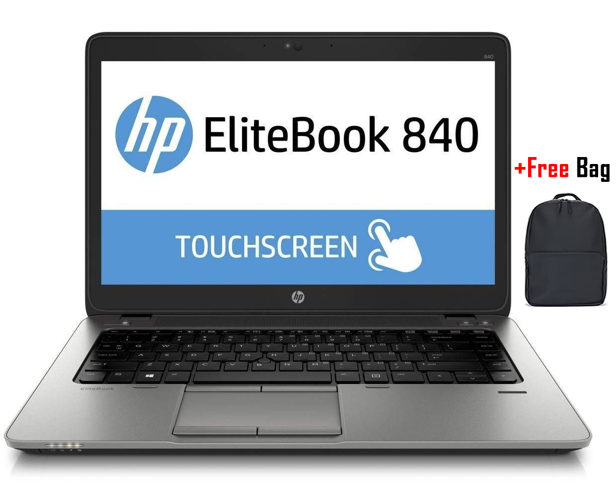 Refurbished HP EliteBook 840 G1 8GB RAM 256GB SSD 14 Inch Touchscreen Intel Core i5 4th Generation Windows 10 Pro Slim Laptop + Bag