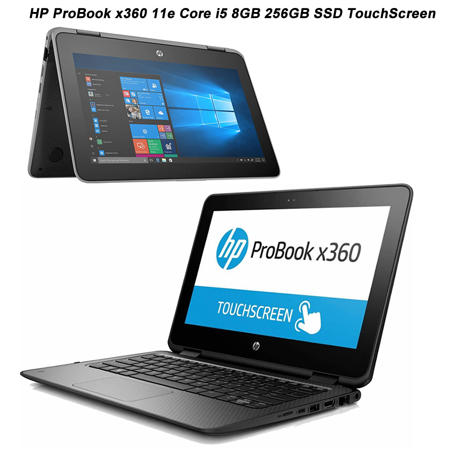 HP ProBook x360 11 G2 8GB, 256GB Core i5 11.6" 2-in-1 HD Convertible Touchscreen Laptop, m.2 SATA, UHD 615) Type-C, HDMI, Bluetooth 5.0, RJ-45, Window 10 Pro