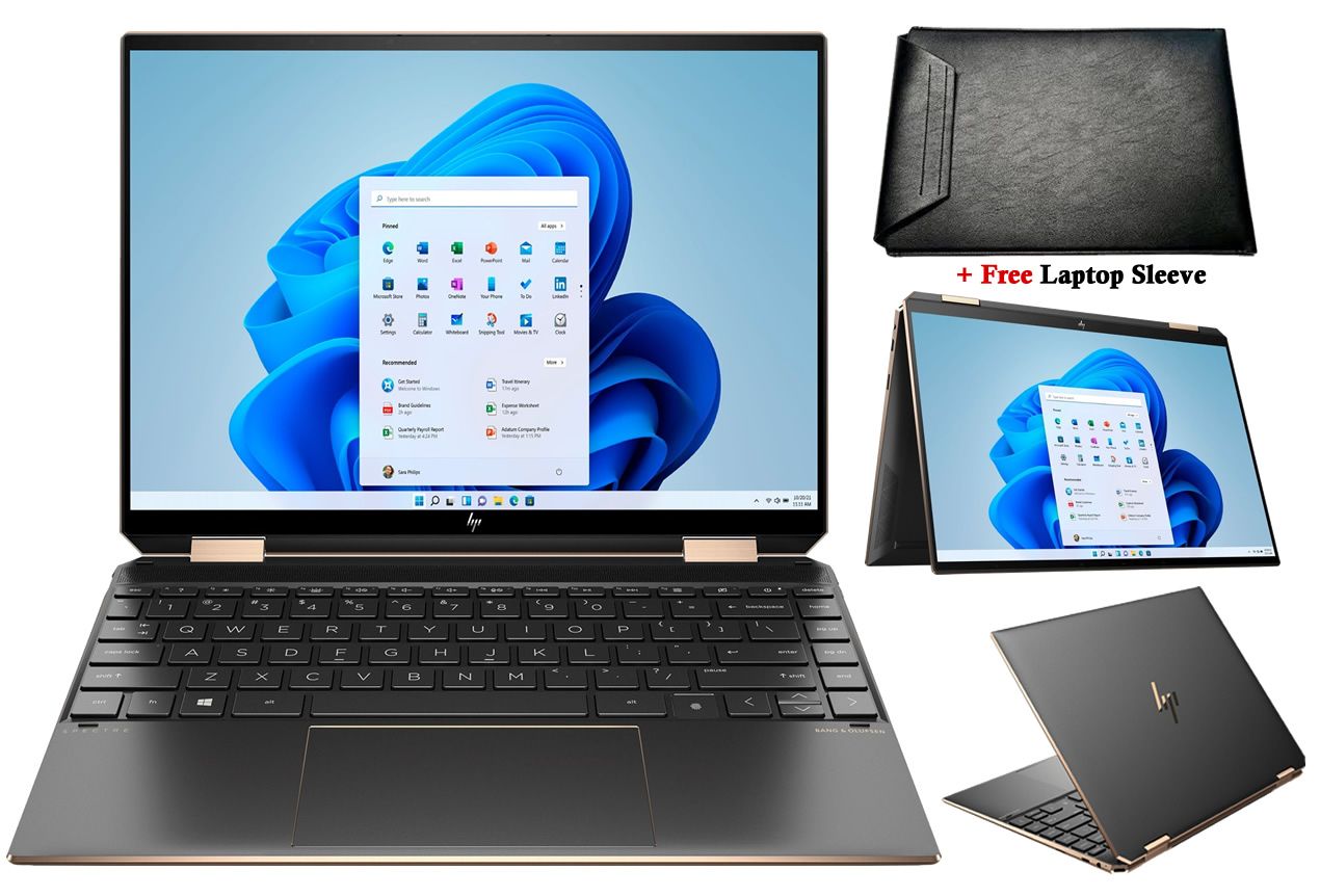 Brand New HP Spectre x360 Convertible 14-ef2013dx, Intel Core i7 13th Gen, 16GB RAM 1TB SSD 10 Cores, 5.0GHz, Windows 11, 13.5″ WUXGA+ FHD TouchScreen Business Professional Laptop + Free Sleeve