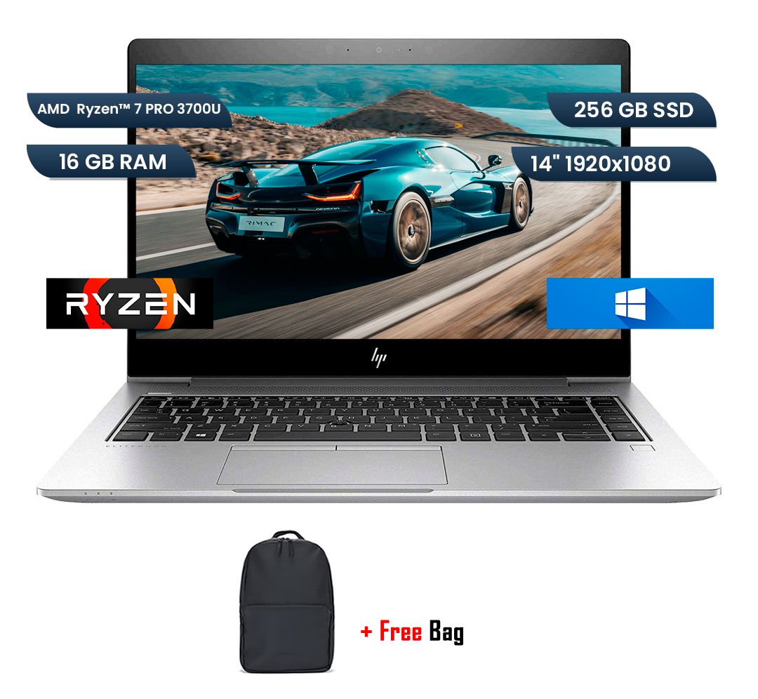 HP Elitebook 745 G6 AMD Ryzen 7 Pro 3700U 16GB RAM 256GB SSD 2GB AMD Radeon Graphics 14" FHD Windows 11 Pro Laptop + Bag, Great for Graphics, Engineering, Editing, Gaming. Refurbished