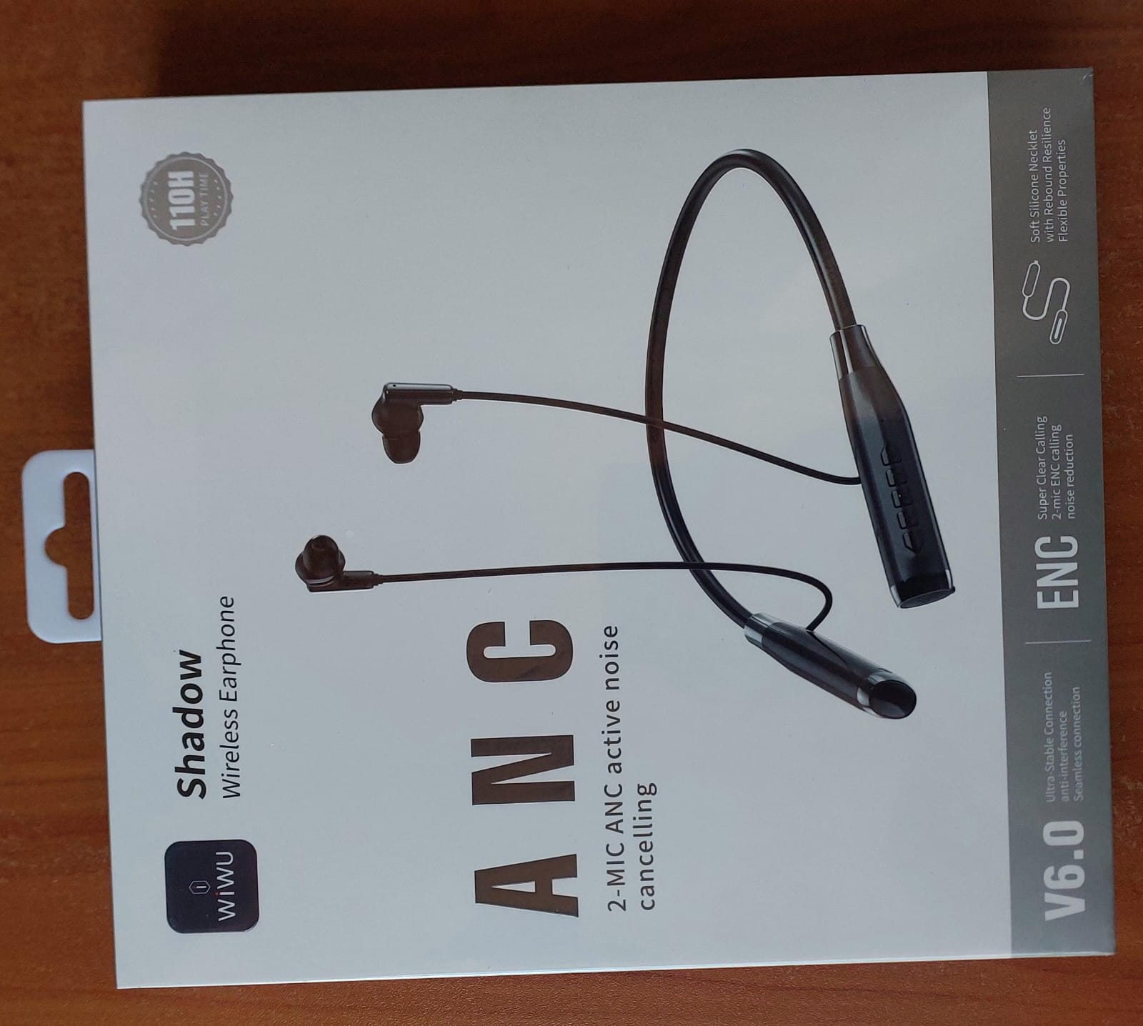 New WiWU Shadow Neckband ANC Wireless Earphones Bluetooth with 100H Playtime 800mAh Battery Game and Music Mode LED Display Vibration Alert