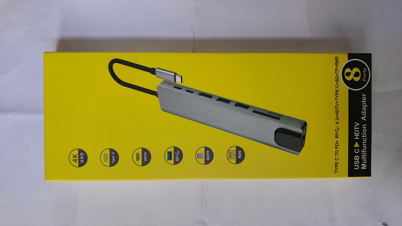 4K High Speed 8 in 1 USB LAN HDMI Hub - Type C 3.1 to HDTV UltraHD LAN Ethernet USB3.0 USB 2.0 TF SD Card Slot Reader Type C Charge Hub for Apple, Android, Windows, Chrome Devices