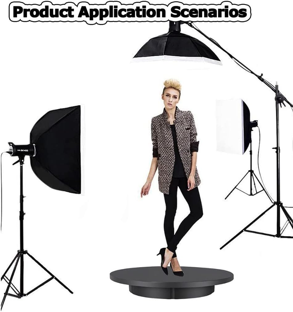 100kgs Load 360 Degree Electric Rotating Turntable Display Stand Automatic Revolving Platform for  Video Shooting, Photography, advertisement, 42cm Top with remote control