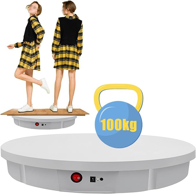 100kgs Load 360 Degree Electric Rotating Turntable Display Stand Automatic Revolving Platform for  Video Shooting, Photography, advertisement, 42cm Top with remote control