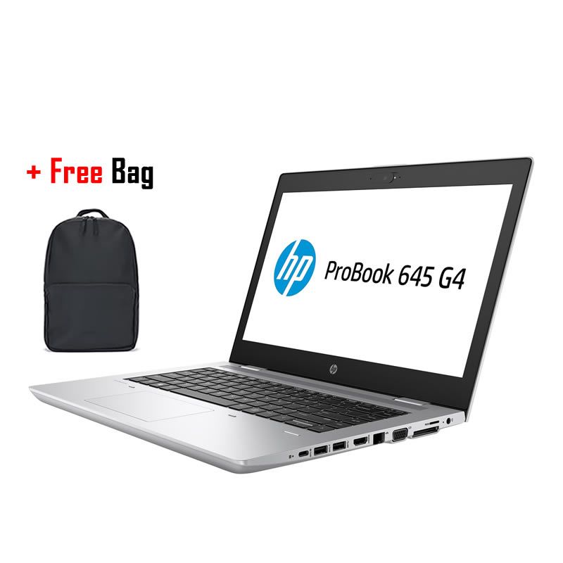 HP Probook 645 G4 AMD Ryzen 7 Pro 2700U 8GB 256GB SSD 14 Inch FHD 1GB Dedicated AMD Radeon Vega 10 Graphics Windows 11 Pro Silver Laptop + Backpack Bag, Refurbished