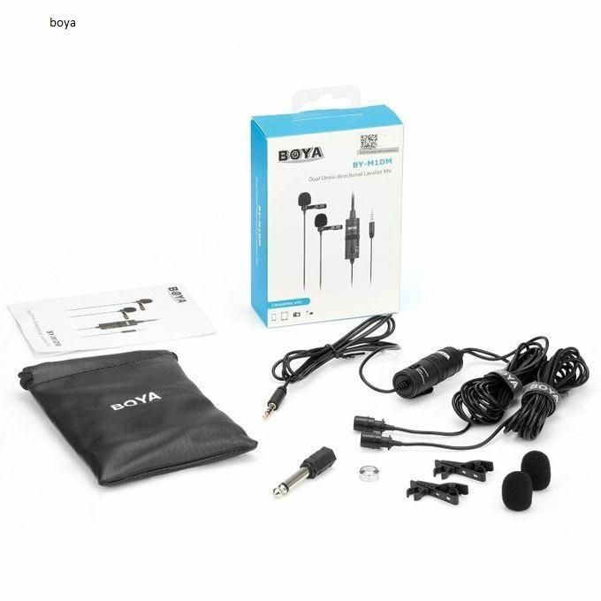 Boya BY-M1DM Dual Head Lavalier Microphone 13ft, 3.5mm TRRS Omnidirectional Lapel Clip-on Mic for iPhone/Android Smrtphone DSLR Camera YouTube Interview Vlog DOUBLE MIC
