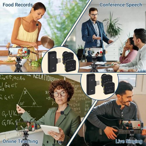 SX23 Dual Wireless Microphone for iPhone & Android – Noise Cancelling Lavalier Mic for Vlogging