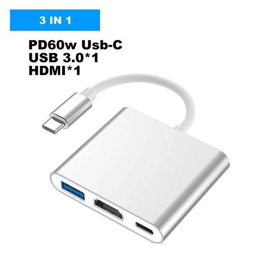 3 In 1 USB Type C Hub HDMI 4K Adapter USB-C To Converter With USB And Charging Port