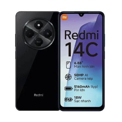 [NEW ARRIVAL] Xiaomi Redmi 14C 6.74" 4GB RAM + 128GB Storage 4G Network Dual SIM 90Hz LCD Screen 50MP Camera 33W Type-C Charging 5160mAh Battery Fingerprin t& Face Smart Phones Phone Midnight Black,128GB+4GB