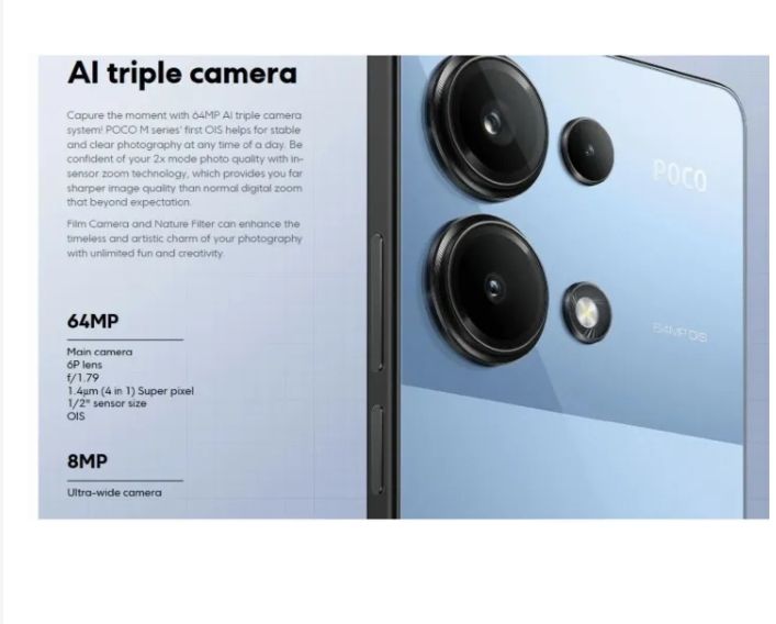 {New Arrival} Brand New XIAOMI Poco M6 Pro 8GB RAM+256GB ROM 6.67" 120Hz AMOLED Display 64MP Camera IP54 Dust and Water-Resista Fingerprint Unlock 5000mAh Battery 67W Fast Charge Smart Phones