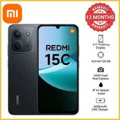 [New Arrival] Xiaomi Redmi 15C 4GB+128GB 6.9" 120Hz IPS LCD Display 50MP Camera 6000mAh Battery 33W Hyper-Charge Phones Gorilla Glass 3 Dual SIM IP64 MTK Helio G81 Ultra Android Smartphone