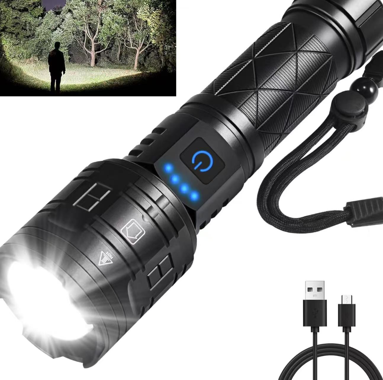 LED Flashlights - Mini Camping Flashlights with High Lumens, 3 Modes, Zoomable Beam - Powerful, Bright, Circle charge, and Versatile Tactical Flash Light for Outdoor and Home Use