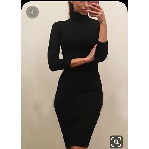 Fashion Women sweater Turtleneck knee length Bodycon Dress