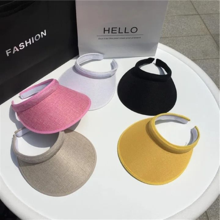 Wide brim half cap colourful visor golf cap U.V. protectionhot sun protection plain summer hat for ladies and men beach wear