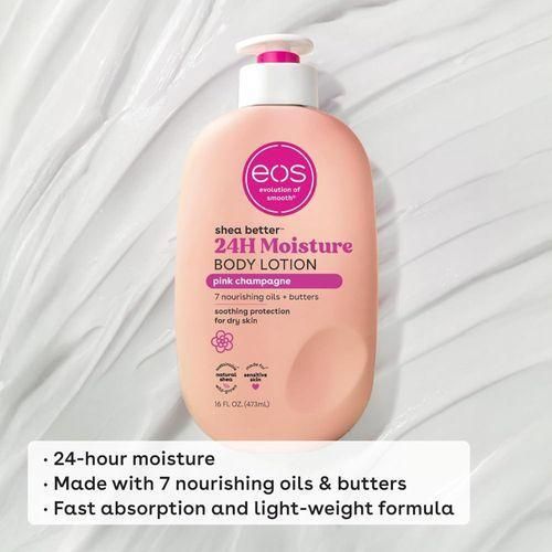 Eos Shea Better Body Lotion Pink Champagne, 24-Hour Moisture Skin Care, Lightweight & Non-Greasy, Natural Shea