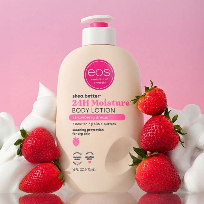 Eos Shea Better Body Lotion Pink Champagne, 24-Hour Moisture Skin Care, Lightweight & Non-Greasy, Natural Shea