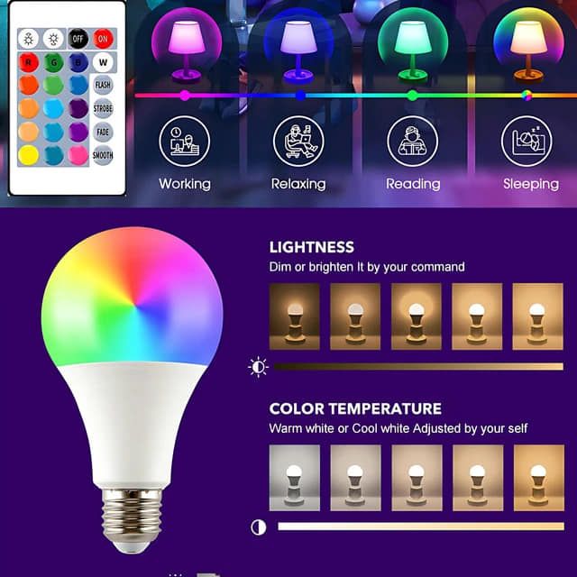 15w rgb remote control bulb ,colour changing bulb b22(pin version) all colours , switch plus remote control, brightness conteol by remote , bright at 15w