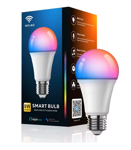Smart bulb wifi with all colours, plus warm and white light, b22(screw version),voice support with alexa and google assistant , music rythm, control multiple with one phone, schedule on etc