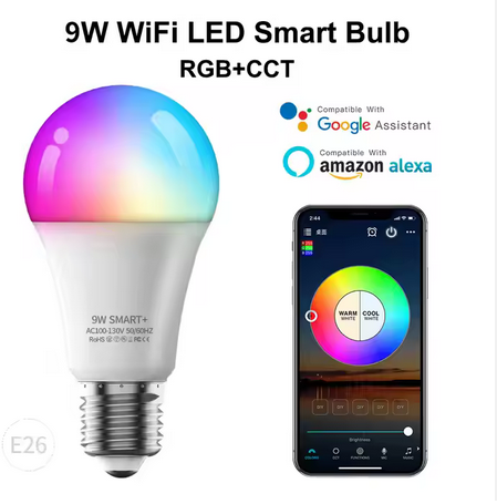 Smart bulb wifi with all colours, plus warm and white light, b22(screw version),voice support with alexa and google assistant , music rythm, control multiple with one phone, schedule on etc