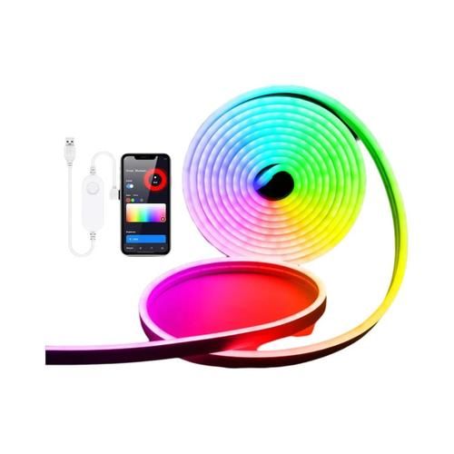 Smart Neon Rope Lights 5 meters  RGB LED Strip Lights APP Remote Control Color Changing DIY Flexible Music Sync for home ,room, pool, Gaming Room Decor