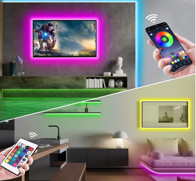 Smart Neon Rope Lights 5 meters  RGB LED Strip Lights APP Remote Control Color Changing DIY Flexible Music Sync for home ,room, pool, Gaming Room Decor