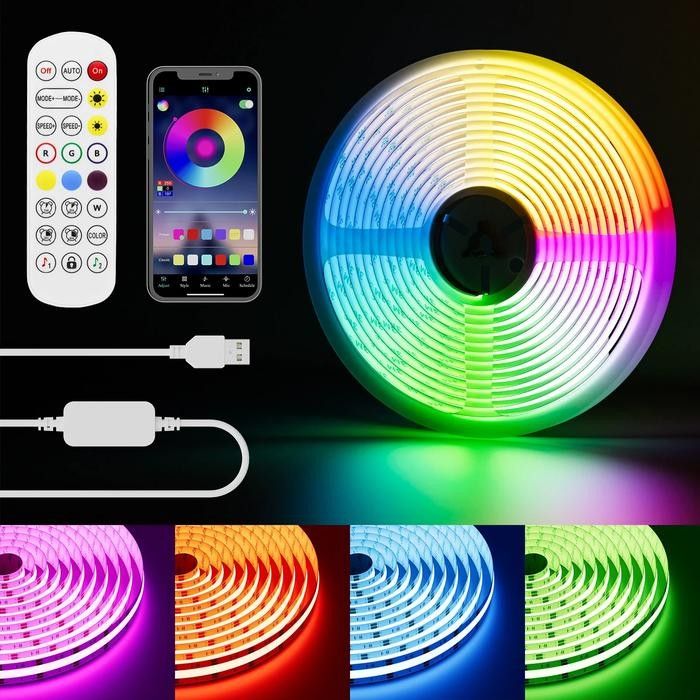 Neon smart gaming room strip lights 5 meters,waterprf, Smart Neon LED Strip Light App/ Remote Control RGB Flexible Neon Tape TV Backlight 5m Waterproof for Room Home Outdoor Decor, music rhythm ,timer