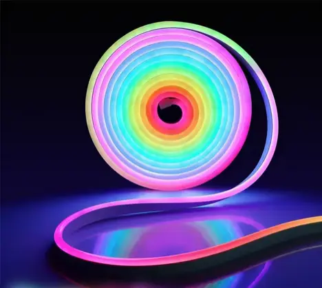 Neon light gaming room strip lights 5 meters, Smart Neon rope Light App/ Remote Control RGB Flexible Neon strip TV Backlight 5m Waterproof for Room Home Outdoor Decor