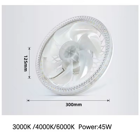 Ceiling fan , fan light , remote controlled , fan bulb ,12 inches wide, 40 watts, warm and cold light dimmable