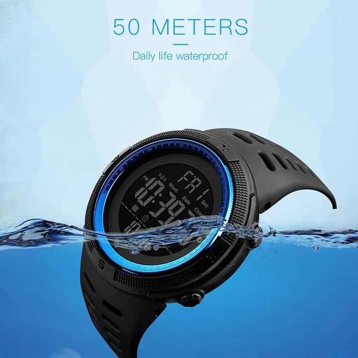 Men Watches Fashion Outdoor Sport Watch Men Multifunction Watches Alarm Clock Chrono Waterproof Led Digital Watch Blue One Size