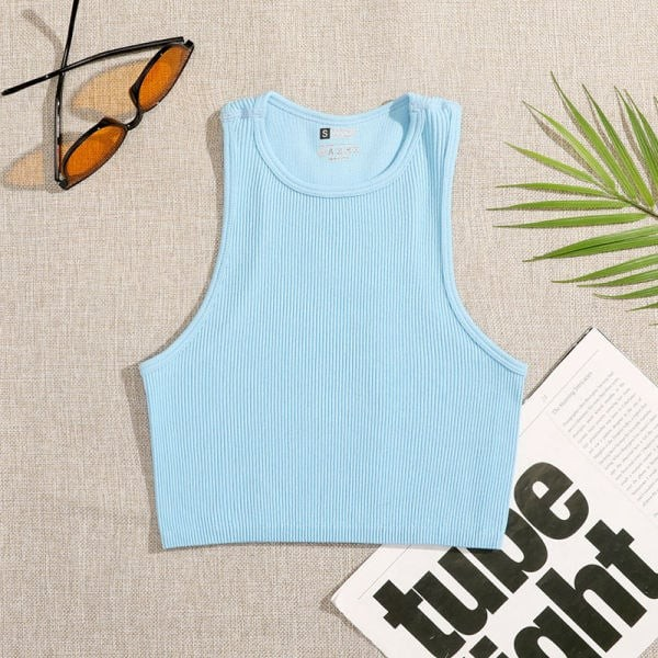 Women Yoga Vest Gym Sports Crop Tops Seamless Streetwear Rib-Knit Fitness Running Vest Workout Bra Tank Top Female Without Pad ins