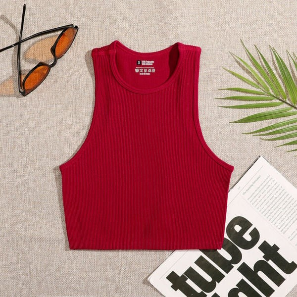Women Yoga Vest Gym Sports Crop Tops Seamless Streetwear Rib-Knit Fitness Running Vest Workout Bra Tank Top Female Without Pad ins